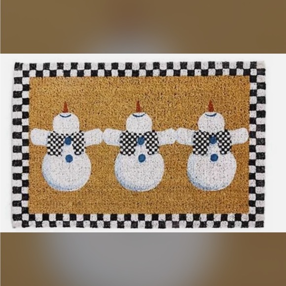 MACKENZIE-CHILDS Entrance / Welcome Mat with Dancing Snowman NEW - Picture 4 of 4